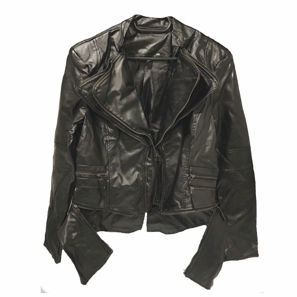 Vegan Leather Fitted Moto jacket. - Picture 12 of 14